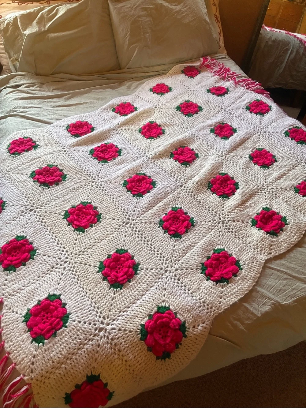 Rose Granny Square Afghan